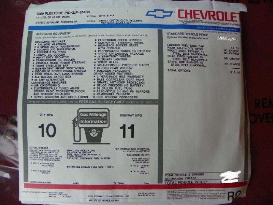  Chevrolet 454 SS 1990 года  (фото 43 из 43)